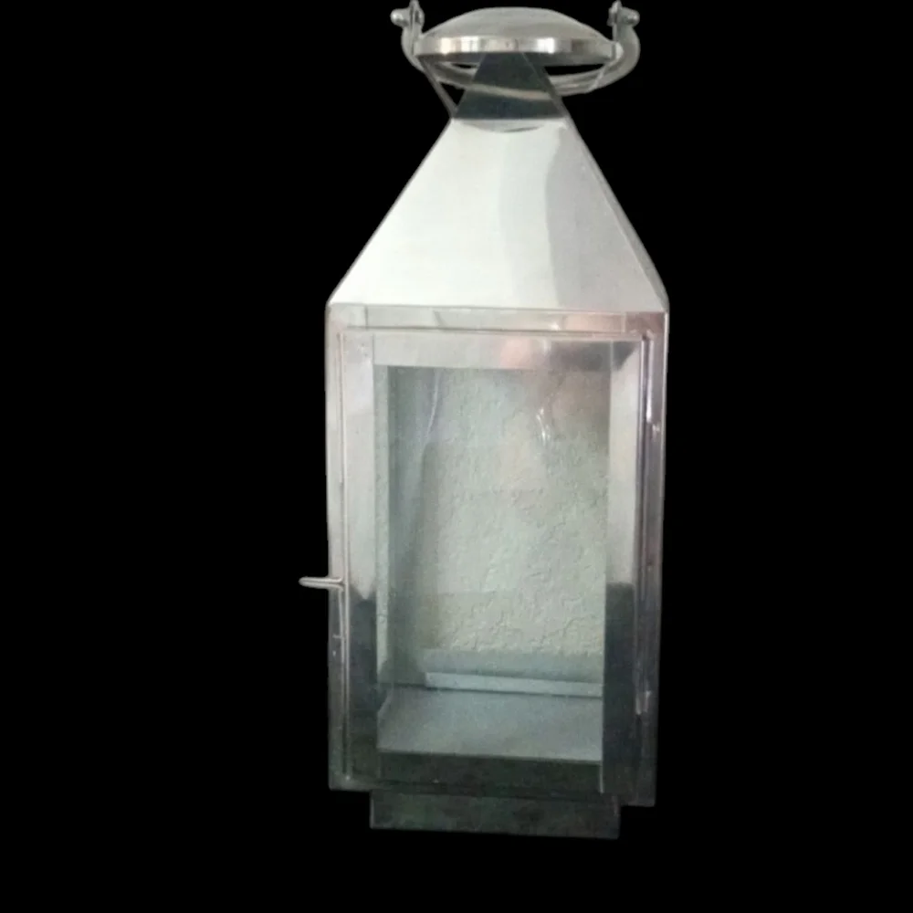 Modern Silver Stainless Steel Candle Lantern 15.5